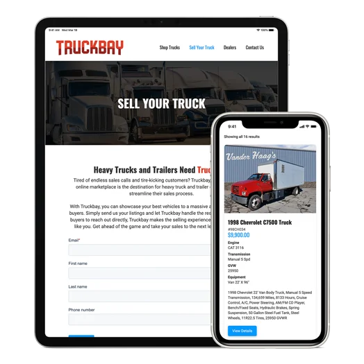 Truckbay Tablet and Phone Mockup - Online Commercial Truck Selling