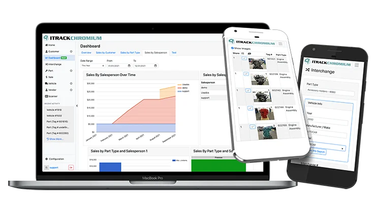 ITrack Chromium inventory management for heavy truck operations works on device web browsers